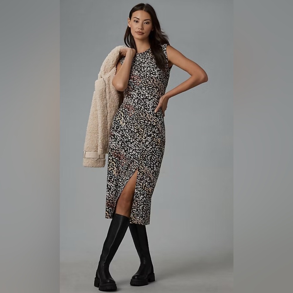 Grey State Chiara Animal Print Midi Dress  NWT